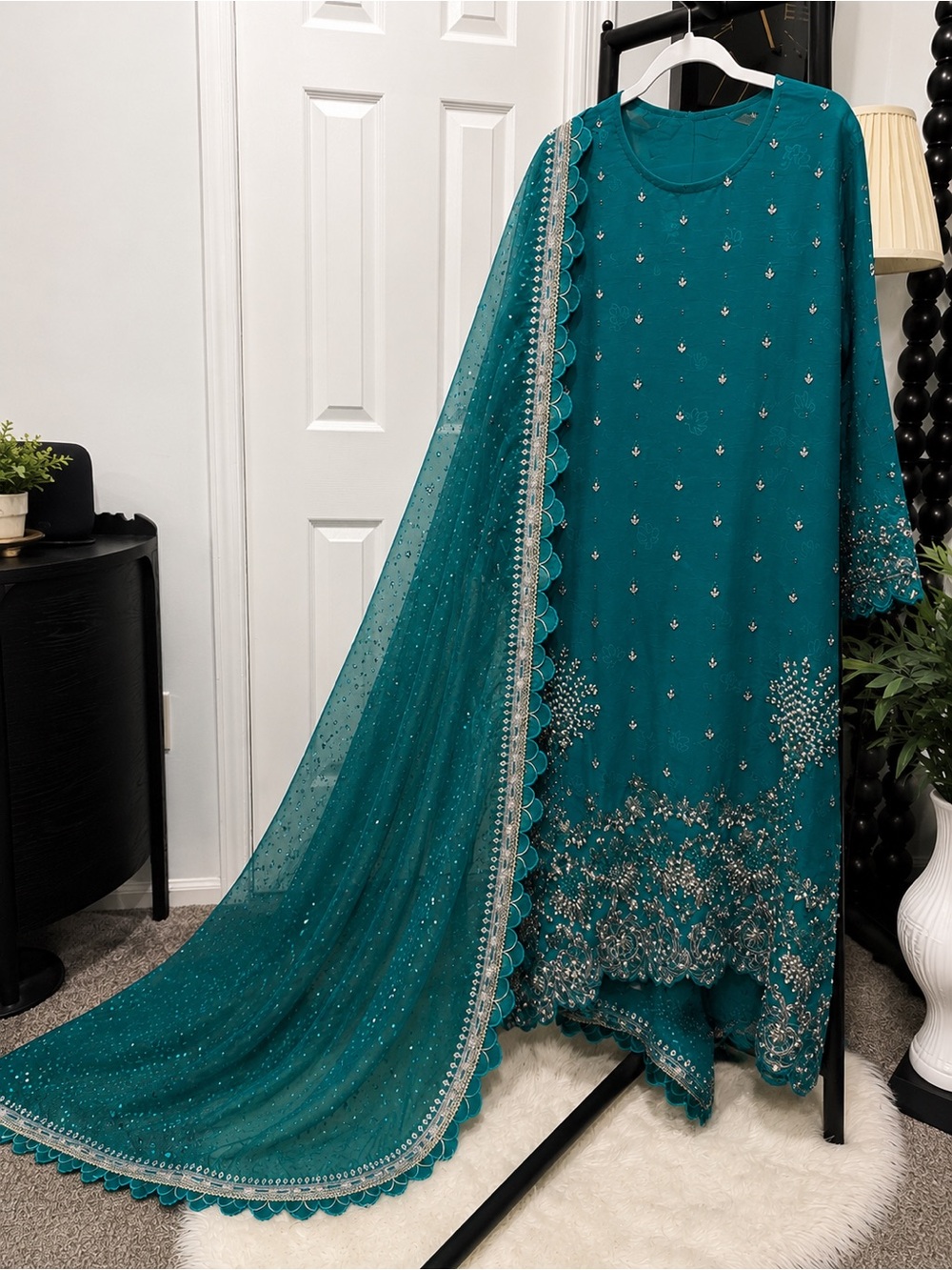 1. Suffuse by Sana Yasir (XL) – Sage Green Luxury Formal Outfit